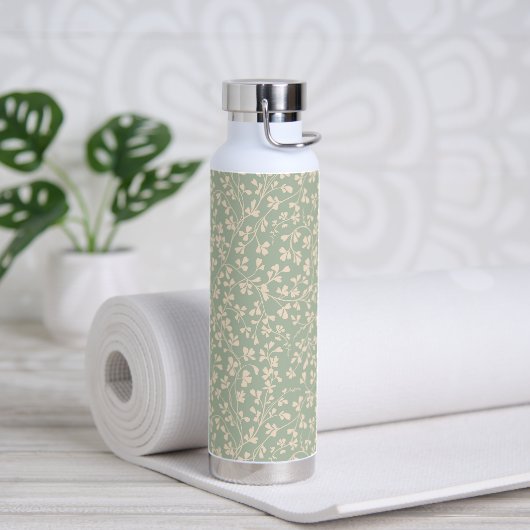 Elegante Saliegroene Botanische Waterfles (Yoga (Gedraaid)  )