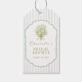 Elegante saliegroene bruidsdouche cadeaulabel (Voorkant)