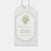 Elegante saliegroene bruidsdouche cadeaulabel (Achterkant)