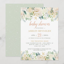 Elegante saliegroene crème bloemen baby shower