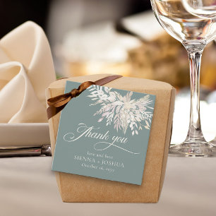 Elegante Saliegroene Crème Loof Duet Bedankjes Labels