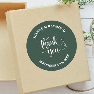 Elegante saliegroene dankjewelfavoriet voor het hu ronde sticker
