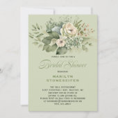 Elegante saliegroene eucalyptus bruidsdouche | kaart (Voorkant)