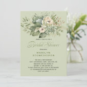 Elegante saliegroene eucalyptus bruidsdouche | kaart (Staand voorkant)