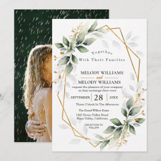 Elegante Saliegroene Eucalyptus Trouwkaart Kaart