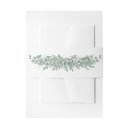 Elegante saliegroene eucalyptus trouwuitnodiging  uitnodigingen wikkel