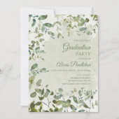Elegante Saliegroene Eucalyptus Witte Afstuderen Kaart (Voorkant)