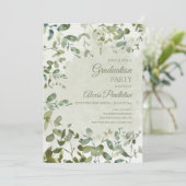 Elegante Saliegroene Eucalyptus Witte Afstuderen Kaart (Staand voorkant)