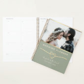 Elegante Saliegroene Foto Huwelijk Planner (Display)