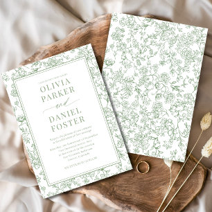 Elegante saliegroene Franse bloem toile Kaart