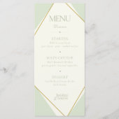 Elegante saliegroene geometrische trouwmenu menu (Voorkant)