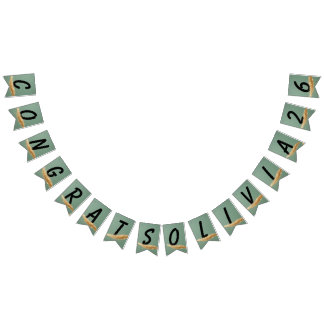 Elegante saliegroene gepersonaliseerde afstudeerve vlaggetjes
