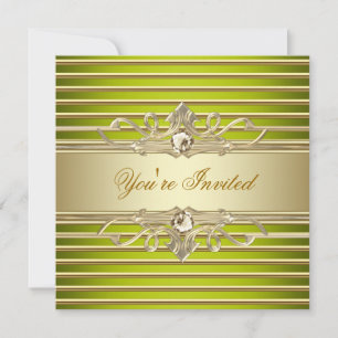 Elegante saliegroene gouden feestuitnodigingen kaart