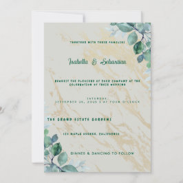 Elegante Saliegroene & Gouden Marmeren Eucalyptus  Kaart