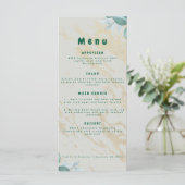 Elegante Saliegroene & Gouden Trouwmenu Menu (Staand voorkant)