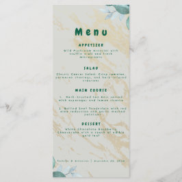 Elegante Saliegroene & Gouden Trouwmenu Menu
