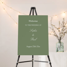 Elegante saliegroene huwelijks-welkomstbord