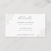 Elegante Saliegroene Huwelijksdetails Informatiekaartje (Voorkant)