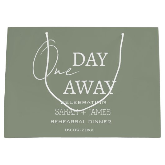Elegante saliegroene huwelijksfeest nog één dag we groot cadeauzakje (Voorkant)