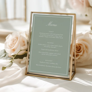 Elegante saliegroene huwelijksmenuscript calligraf menu