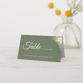 Elegante saliegroene huwelijksplaatskaart plaatskaartje