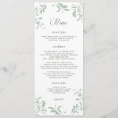 Elegante saliegroene huwelijksversiering menu (Voorkant)