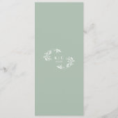 Elegante saliegroene huwelijksversiering menu (Achterkant)