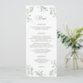 Elegante saliegroene huwelijksversiering menu (Staand voorkant)