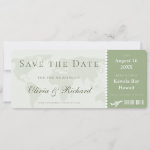 Elegante Saliegroene Instapkaart Save the Date Kaart