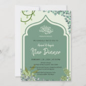 Elegante Saliegroene Islamitische Gebogen Iftar-di Kaart (Voorkant)