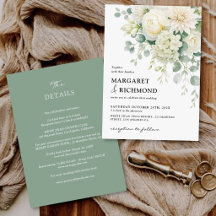 Elegante Saliegroene Ivoren Bloem All-In-One Trouw