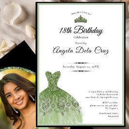 Elegante saliegroene jurk 18e verjaardag debuut ui kaart