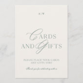 Elegante saliegroene kaarten en cadeaus bruiloftsb (Voorkant)