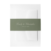 Elegante Saliegroene Klassieke Namen en Datum Brui