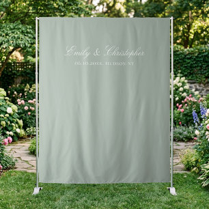 Elegante Saliegroene Klassieke Trouwachtergrond Wandkleed
