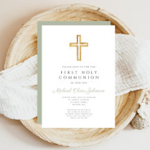 Elegante Saliegroene Kruis Religieuze Eerste Commu