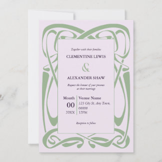 Elegante saliegroene lint op lila vintage lint kaart