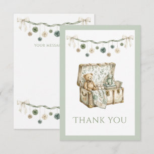 Elegante saliegroene lint vintage garderobe bedankkaart