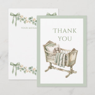 Elegante saliegroene lint vintage gepersonaliseerd bedankkaart