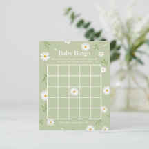 Elegante Saliegroene Madeliefjes Baby Shower Bingo