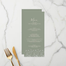 Elegante Saliegroene Minimalistische Boho Bloemige