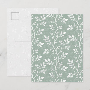 Elegante saliegroene minimalistische botanische ku feestdagenkaart