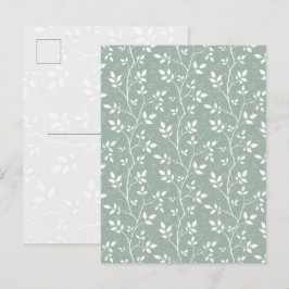 Elegante Saliegroene Minimalistische Botanische Ta Feestdagenkaart