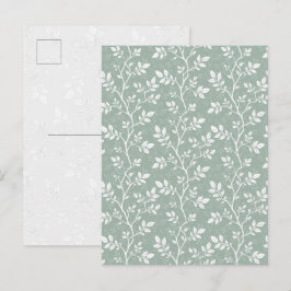 Elegante Saliegroene Minimalistische Botanische Ta Feestdagenkaart