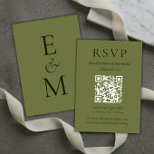 Elegante Saliegroene Minimalistische Trouw-QR-code RSVP Kaartje