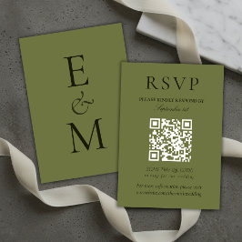 Elegante Saliegroene Minimalistische Trouw-QR-code RSVP Kaartje