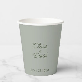 Elegante Saliegroene Minimalistische Trouwdag Papieren Bekers