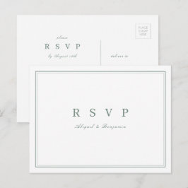 Elegante saliegroene minimalistische trouwerij RSV Uitnodiging Briefkaart