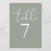 Elegante saliegroene moderne script tafelnummer (Achterkant)