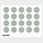 Elegante saliegroene moderne trouw ronde sticker (Vel)